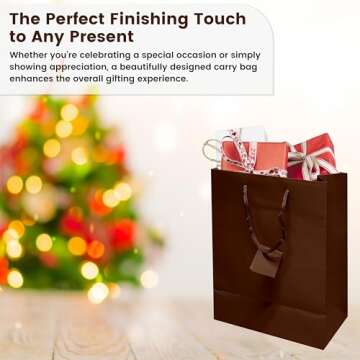 Novel Box Brown Gift Bags with Handles 10 Pack 8x4x10 inch Large Paper Bags - Shopping Bags Bulk Gift Bags Business, Shopping, Birthday Paper Shopping Bags - Shopping Bags for Groceries