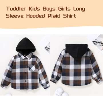 YOUNGER STAR Toddler KidsBaby Boys Hooded Plaid Shirt Classical Shirt Hooded Jacket Fall Winter Clot...