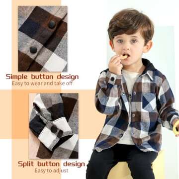 YOUNGER STAR Toddler KidsBaby Boys Hooded Plaid Shirt Classical Shirt Hooded Jacket Fall Winter Clothes (Brown, 18-24 Months)