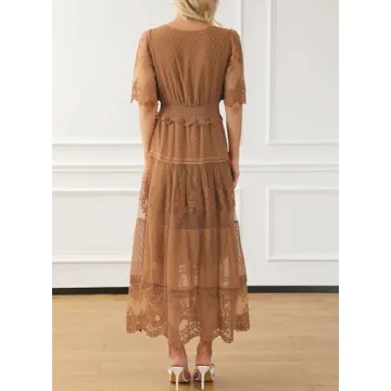 Happy Sailed Floral Lace Maxi Dress for Women