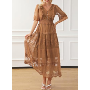 Happy Sailed Floral Lace Maxi Dress for Women