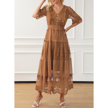 Happy Sailed Floral Lace Maxi Dress for Women