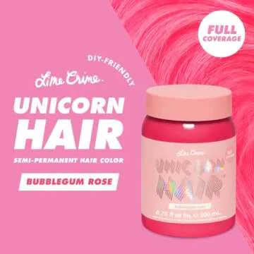 Lime Crime Full Coverage Unicorn Hair Dye, Bubblegum Rose - Damage-Free Semi-Permanent Hair Color Co...