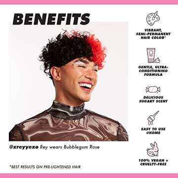 Lime Crime Full Coverage Unicorn Hair Dye, Bubblegum Rose - Damage-Free Semi-Permanent Hair Color Conditions & Moisturizes - Temporary Hair Tint Kit Has A Sugary Citrus Vanilla Scent - Vegan