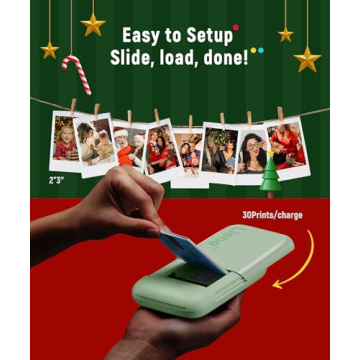 Liene Photo Printer, 2x3” Mini Portable Instant Photo Printer Bundle w/ 50 Zink Adhesive Paper, Bluetooth 5.0, Compatible w/iOS & Android, Small Color Mono Picture Printer for iPhone, Smartphone Green