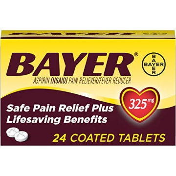 Genuine Bayer Aspirin 325mg Coated Tablets for Pain Relief