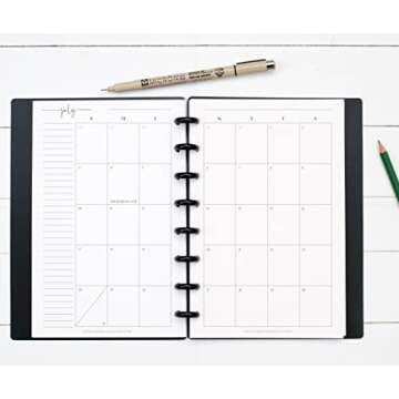 BetterNote July 2024 - June 2025 Academic Monthly Calendar Refill for Disc Notebook, School Dates, F...