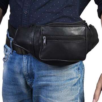 Leatherboss Genuine Leather Outdoor Fanny Pack for Travel