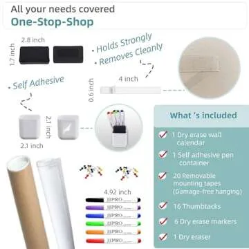 Dry Erase Yearly Wall Calendar - 72"x38" Planner