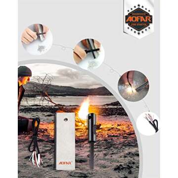 AOFAR Magnesium Fire Starter AF-374 (2-Pack) Waterproof Fire Steel Pouch for Camping, Hiking, Huntin...