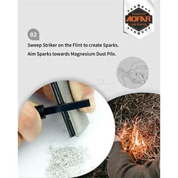 AOFAR Magnesium Fire Starter AF-374 (2-Pack) Waterproof Fire Steel Pouch for Camping, Hiking, Hunting, Backpacking,Outdoor Survival fire Striker kit