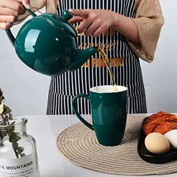 Sweejar Porcelain Teapot - Microwave Safe & Stylish