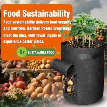 Gardzen 6 Pack BPA-Free 10 Gallon Vegetable Grow Bags with Access Flap and Handles, Suitable for Planting Potato, Taro, Beets, Carrots, Onions, Peanut