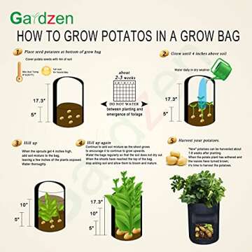 Gardzen 6 Pack BPA-Free 10 Gallon Vegetable Grow Bags with Access Flap and Handles, Suitable for Planting Potato, Taro, Beets, Carrots, Onions, Peanut