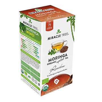 Miracle Tree - Organic Moringa Superfood Tea, 25 Individually Sealed Tea Bags, Rooibos (Keto, Detox, Energy & Immunity Booster, Vegan, Gluten-Free, Organic, Non-GMO, Caffeine-Free)