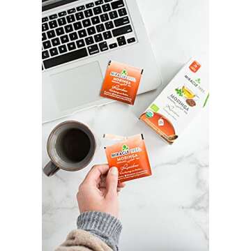 Miracle Tree - Organic Moringa Superfood Tea, 25 Individually Sealed Tea Bags, Rooibos (Keto, Detox, Energy & Immunity Booster, Vegan, Gluten-Free, Organic, Non-GMO, Caffeine-Free)