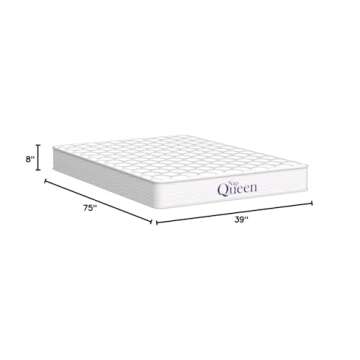 NapQueen 8 Inch Innerspring Twin Size Medium Firm Memory Foam Mattress, Bed in a Box, White