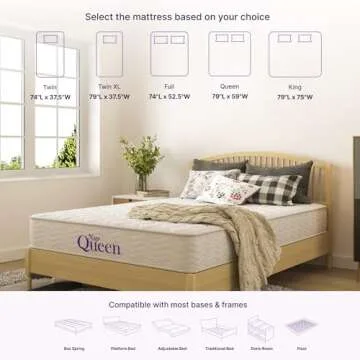 NapQueen 8 Inch Innerspring Twin Size Medium Firm Memory Foam Mattress, Bed in a Box, White