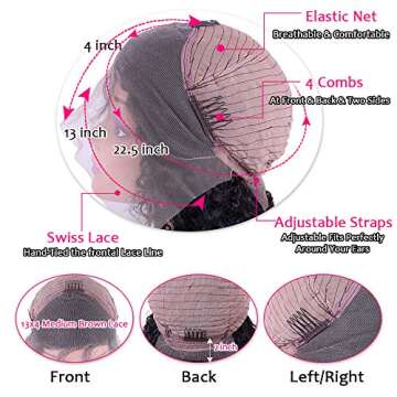 CHEETAHBEAUTY 13x4 Kinky Curly Lace Front Wig 20inch