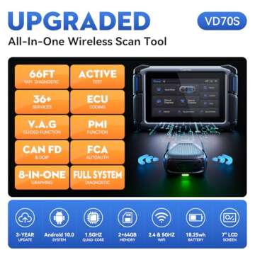 Bidirectional Scan Tool VDIAGTOOL VD70S, 2025 Wireless OBD2 Scanner Diagnostic Tool with 36+ Resets,...