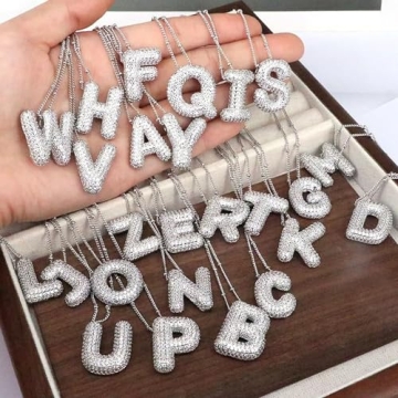 Bubble Letter Necklace For Women Personalized 18K Gold