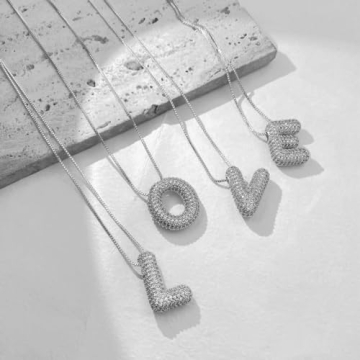 Bubble Letter Necklace For Women Personalized 18K Gold