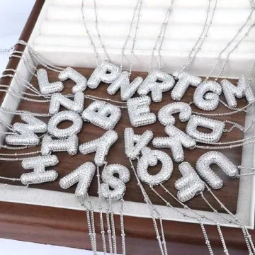 Bubble Letter Necklace For Women Personalized 18K Gold