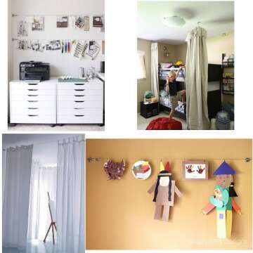 Wallniture Curtain Rod Set for Tapestry, Kids Crafts, Wall Decor Picture Hanging Kit with 24 Metal Clips