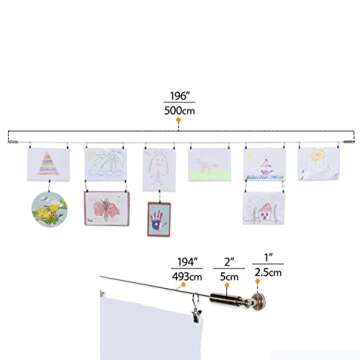 Wallniture Curtain Rod Set for Tapestry, Kids Crafts, Wall Decor Picture Hanging Kit with 24 Metal Clips