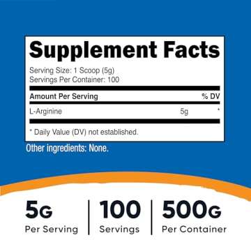 Nutricost L-Arginine Powder 500 Grams - Pure & Powerful for Fitness