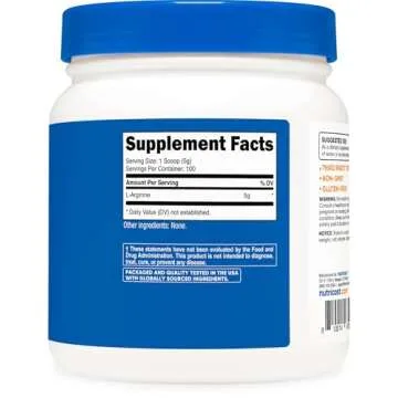 Nutricost L-Arginine Powder - 500 Grams for Better Circulation