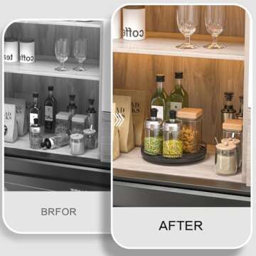 9" Oak Wood Lazy Susan Turntable Organizer, Lazy Susan for Cabinet Dining Table Pantry Wood Rotating...