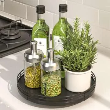 9 Inch Oak Wood Lazy Susan for Stylish Organization