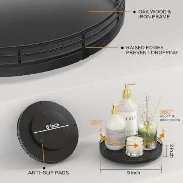 9 Inch Oak Wood Lazy Susan for Stylish Organization