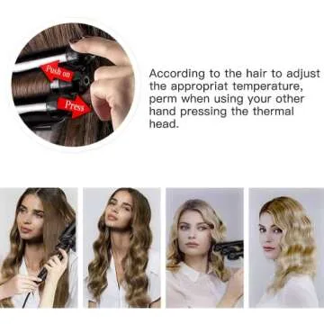Coidak Hair Waver, 1 Inch 3 Barrel Curling Iron Wand 25mm Hair Crimper, Temperature Adjustable Heat Up Quickly Beach Wave Curling Iron Black
