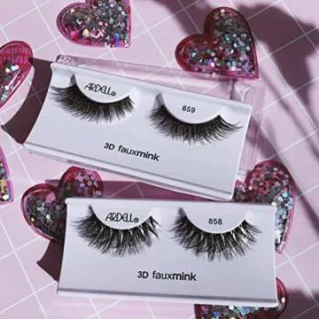 Ardell False Eyelashes 3D Faux Mink Lashes, 858 - Lightweight Reusable Strip Lashes with Invisiband, Ultra-Fluffy Volume for a Dramatic Eye Look, 4 Pairs