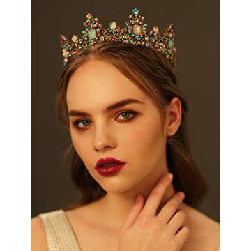 SWEETV Jeweled Baroque Queen Crown - Rhinestone Wedding Crowns and Tiaras for Women, Costume Party H...