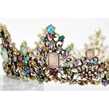 SWEETV Jeweled Baroque Queen Crown for Women
