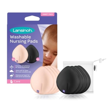 Lansinoh Reusable Nursing Pads, Nursing Essentials for Breastfeeding Mothers, 8 Absorbent Nursing Pa...