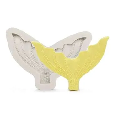 Beasea Large Mermaid Tail Mold, 1 Pack Silicone Fondant Mermaid Tail Candy Mold for Chocolate Sugar Cake Decoration Grey Color