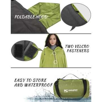 DUKUSEEK Waterproof Blanket – Large Hooded Fleece for Camping, Picnics, Sports