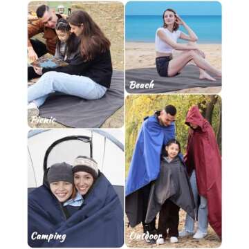 DUKUSEEK Large Waterproof Hooded Blanket for Outdoor Use