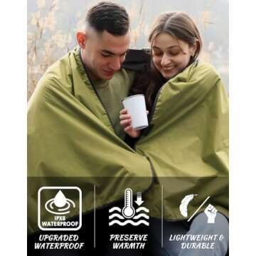 DUKUSEEK Large Waterproof Hooded Blanket for Outdoor Use