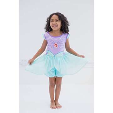 Disney Princess Ariel Toddler Girls Romper With Skirt Overlay 5T