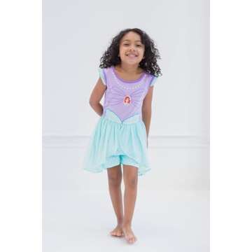 Disney Princess Ariel Toddler Girls Romper With Skirt Overlay 5T