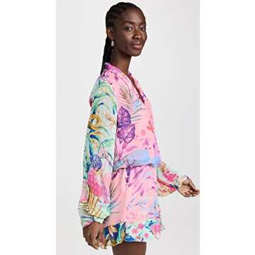 ROCOCO SAND Women's Zazu Short Dress, Motley Tropical, Floral, Pink, S