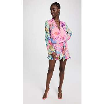 ROCOCO SAND Women's Zazu Short Dress, Motley Tropical, Floral, Pink, S