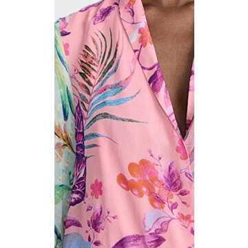 ROCOCO SAND Women's Zazu Short Dress, Motley Tropical, Floral, Pink, S