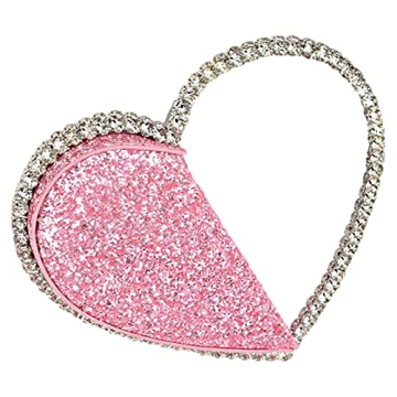 Anopo Heart Round Rhinestone Clutch Purse Handbag for Prom and Wedding Events