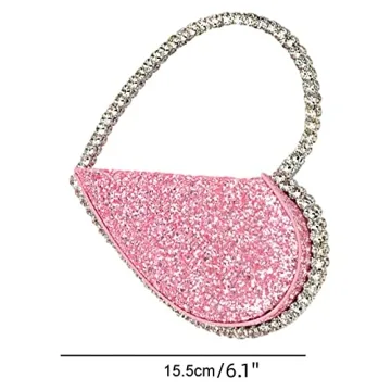 Anopo Heart Round Rhinestone Clutch Purse for Events